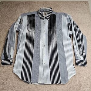 Vintage Banana Republic Safari & Travel Blue Multi Striped Button Down Shirt‎ XL